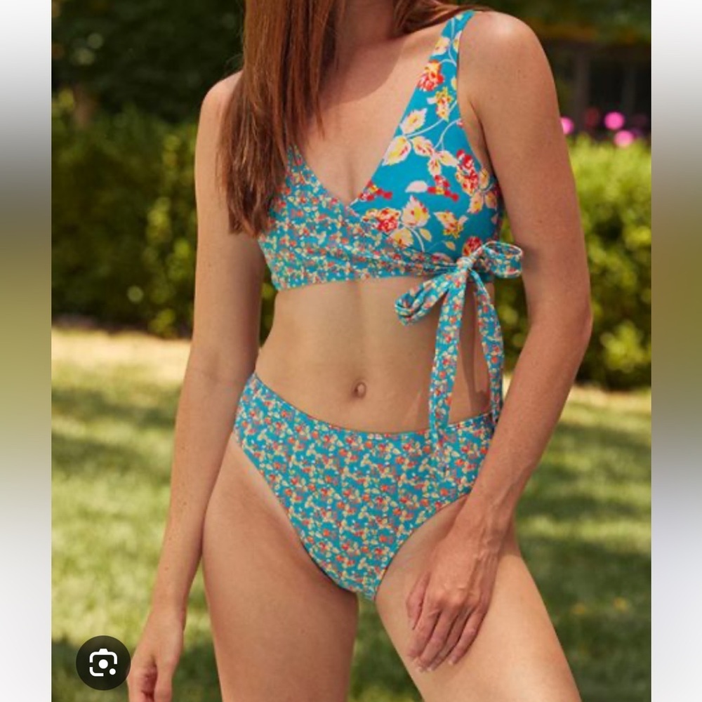 Summersalt X Diane Von Furstenberg Perfect Wrap Bikini Top size 10 boho resort